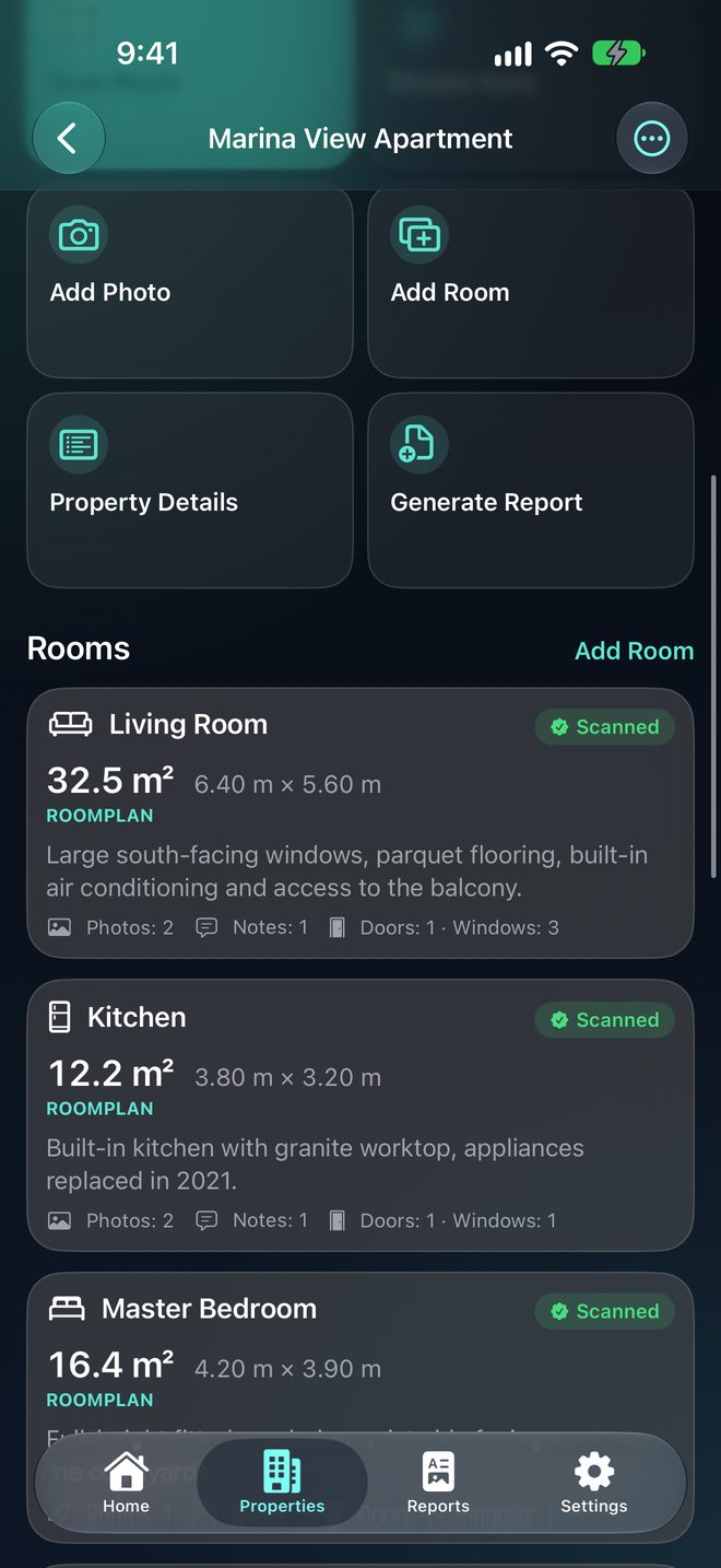 Capture Every Room — Scans, notes and photos organized room by room