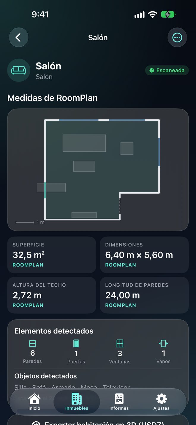 Escanea con LiDAR — Superficie, medidas y planos con RoomPlan