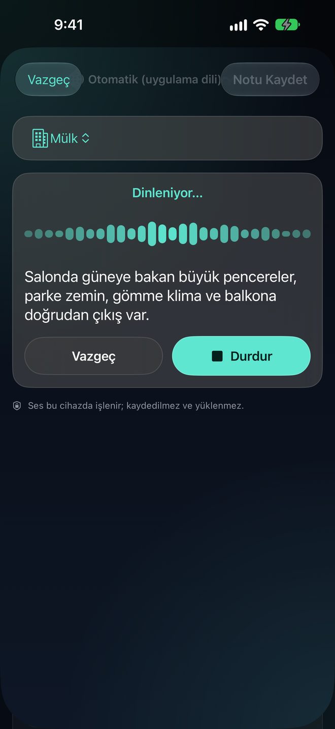 Notları Cihazda Sesle Yazın — Doğal konuşun — ses iPhone’dan çıkmaz