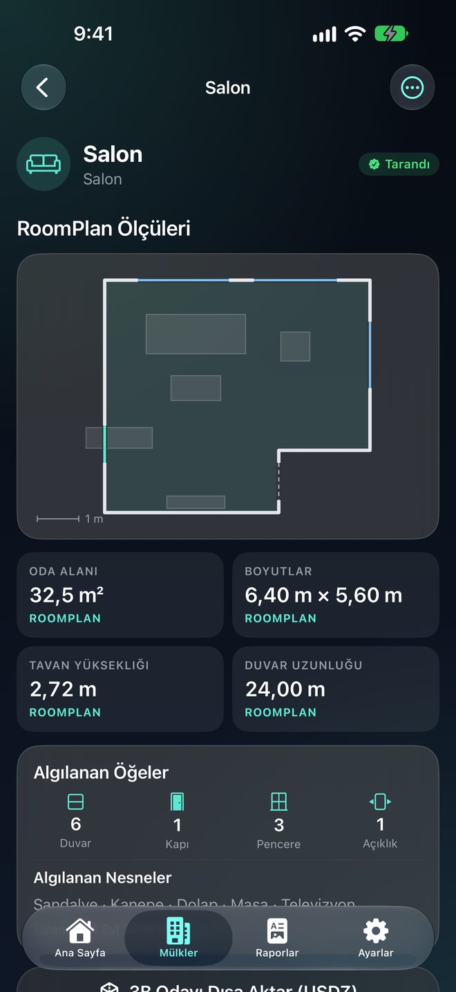 Odaları LiDAR ile Tarayın — RoomPlan ile alan, ölçü ve kat planı
